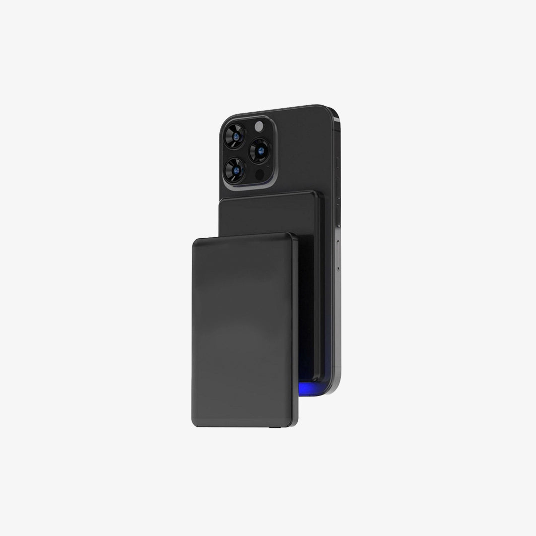 Mounted to Phone Nottage Slim Metal Magnetic Power Bank 5000 mAh in Black - 7894 | Mercha
