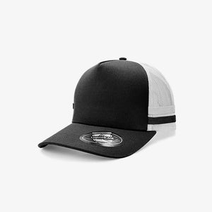 Legend Life Striped Trucker Cap in Black/White/White/Black - 7050