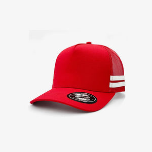 Legend Life Striped Trucker Cap in Red/Red/White/White - 7050