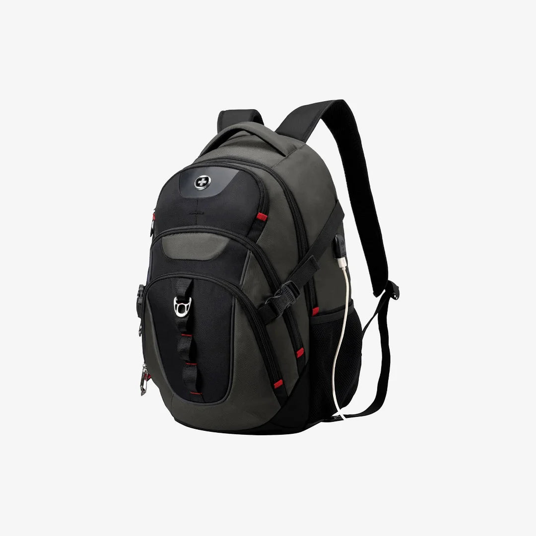 Swissdigital 22L Vector Backpack Left Side in Black/Grey - SD803