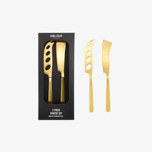 Company Branded Logo Line The Nibble Merch Gable & Teller Satin Gold Cheese Knife Set - LL8319