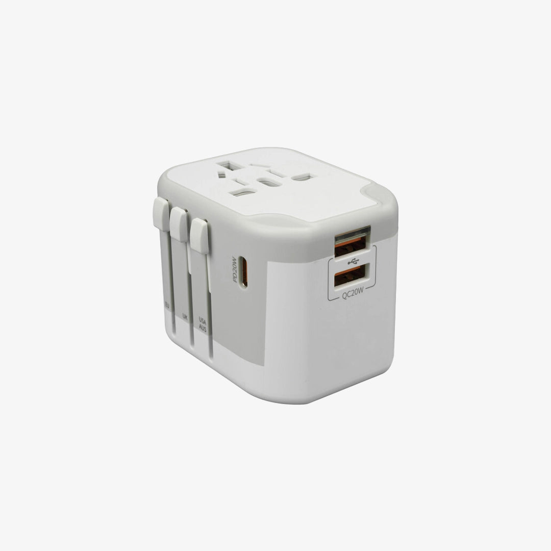 Logo Line Travel Adaptor in White - LL4840