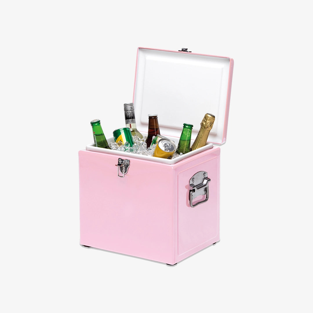 Gear for Life 15L Vintage Cooler Box Pink Open Left - POVCB