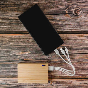 Lifestyle Photo of Logo Line Viper 5,000mAh Bamboo Power Bank in Natural -  LL0596