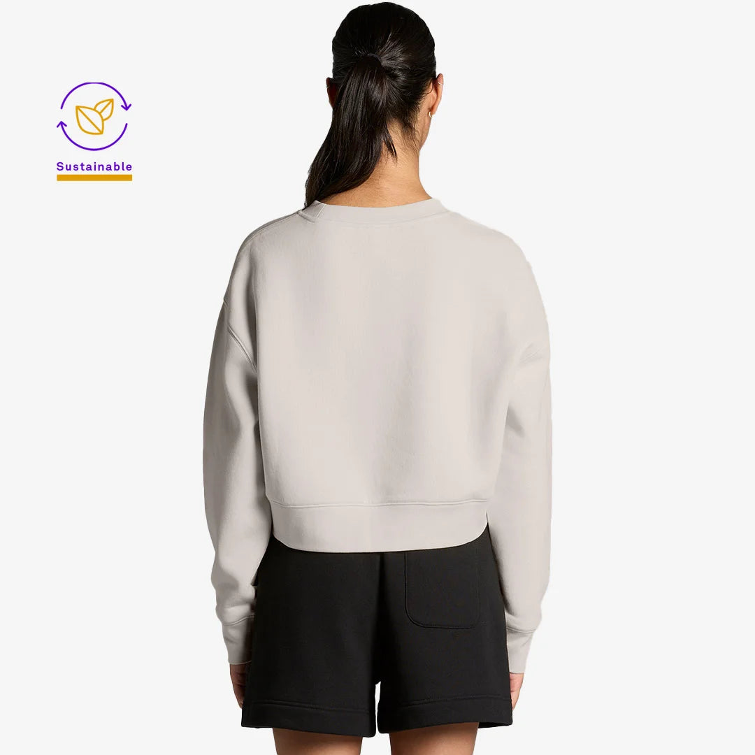 Woman wearing AS Colour Wo's Relax Crop Crew Back in Bone - 4169