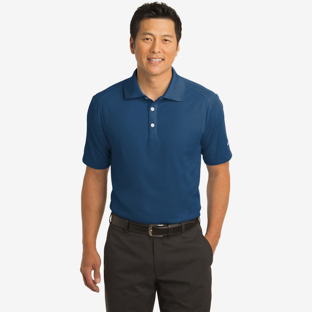 Man wearing Nike Men's Dri-FIT Classic Polo in Court Blue Front - 267020