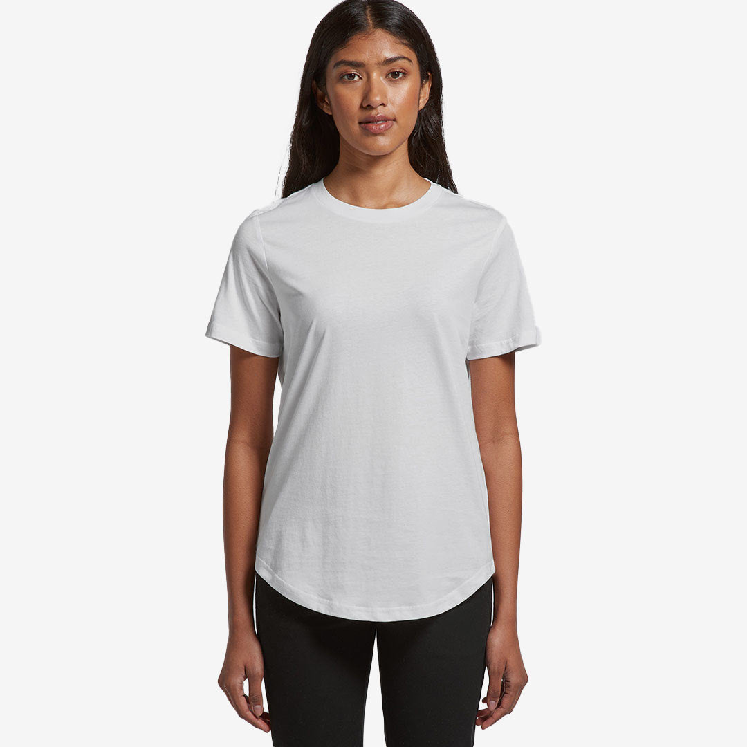 Woman wearing AS Colour Women's Drop Tee Shirt in White Front - 4052