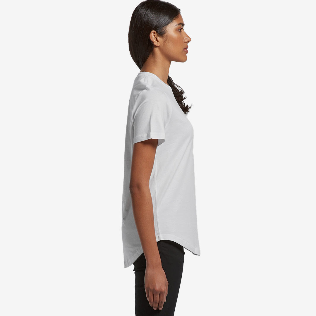 Woman wearing AS Colour Women's Drop Tee Shirt in White Righthand Side - 4052