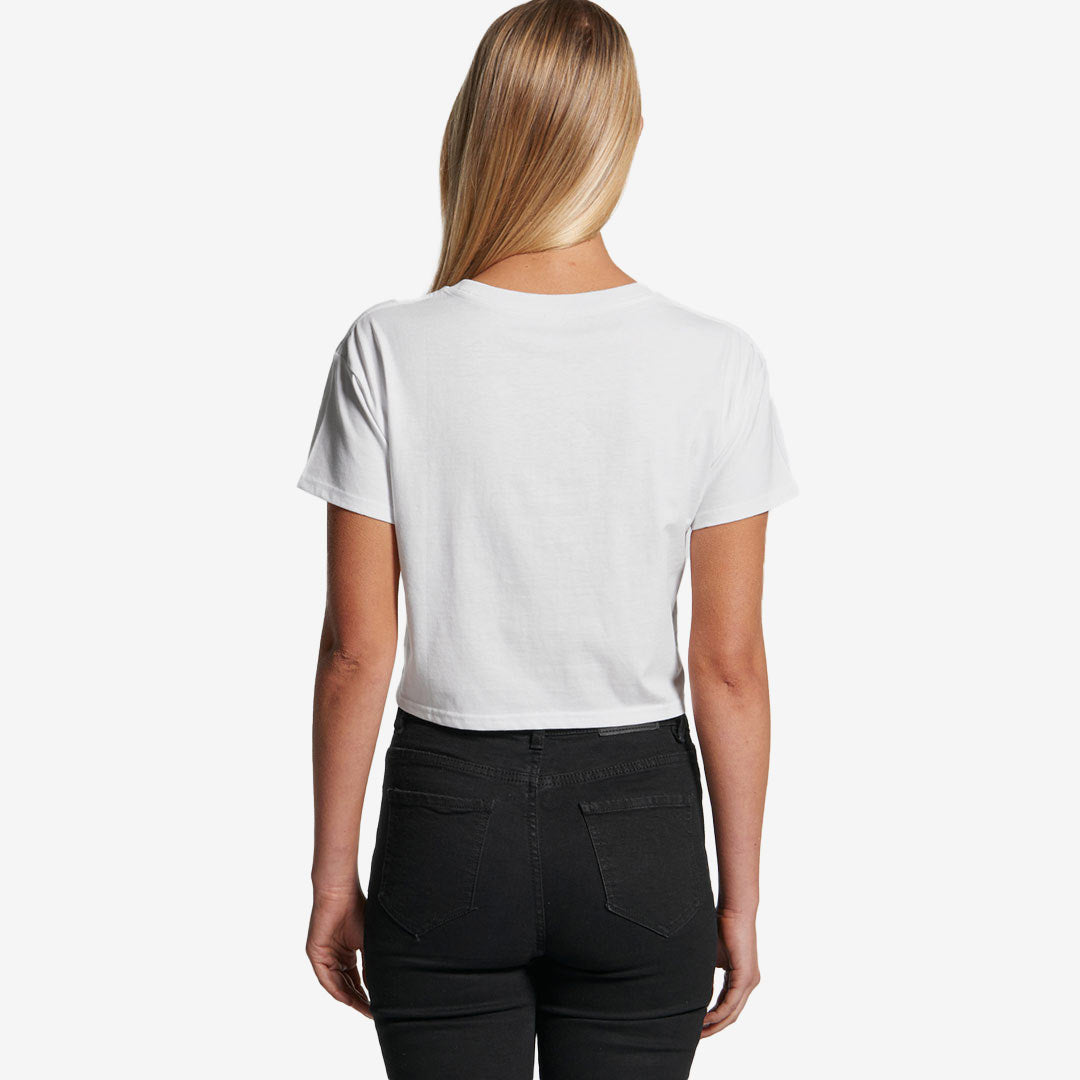 Woman wearing AS Colour Women's Crop Tee in White Back - 4062
