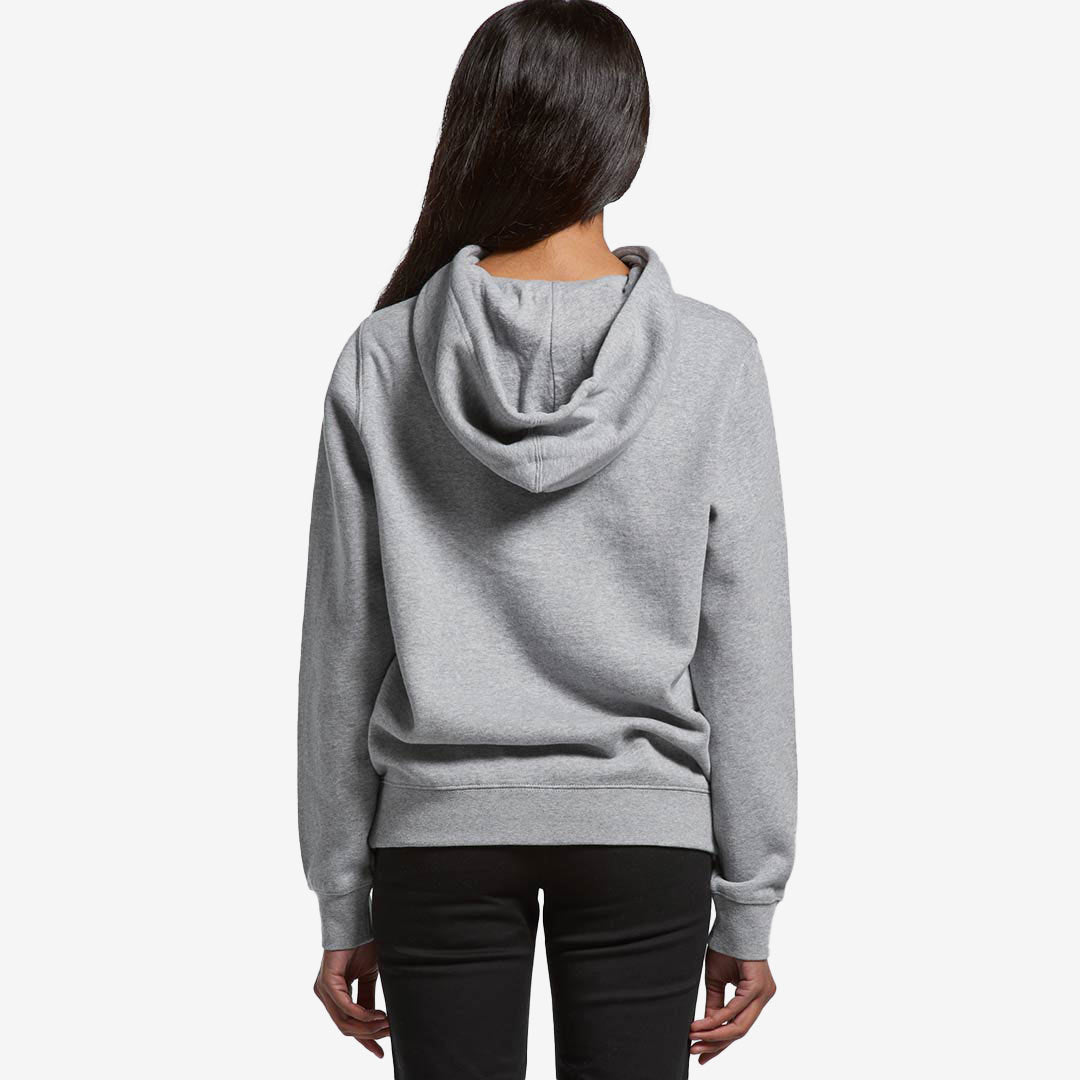Woman wearing AS Colour Women's Stencil Hoodie in Grey Marle Back - 4102