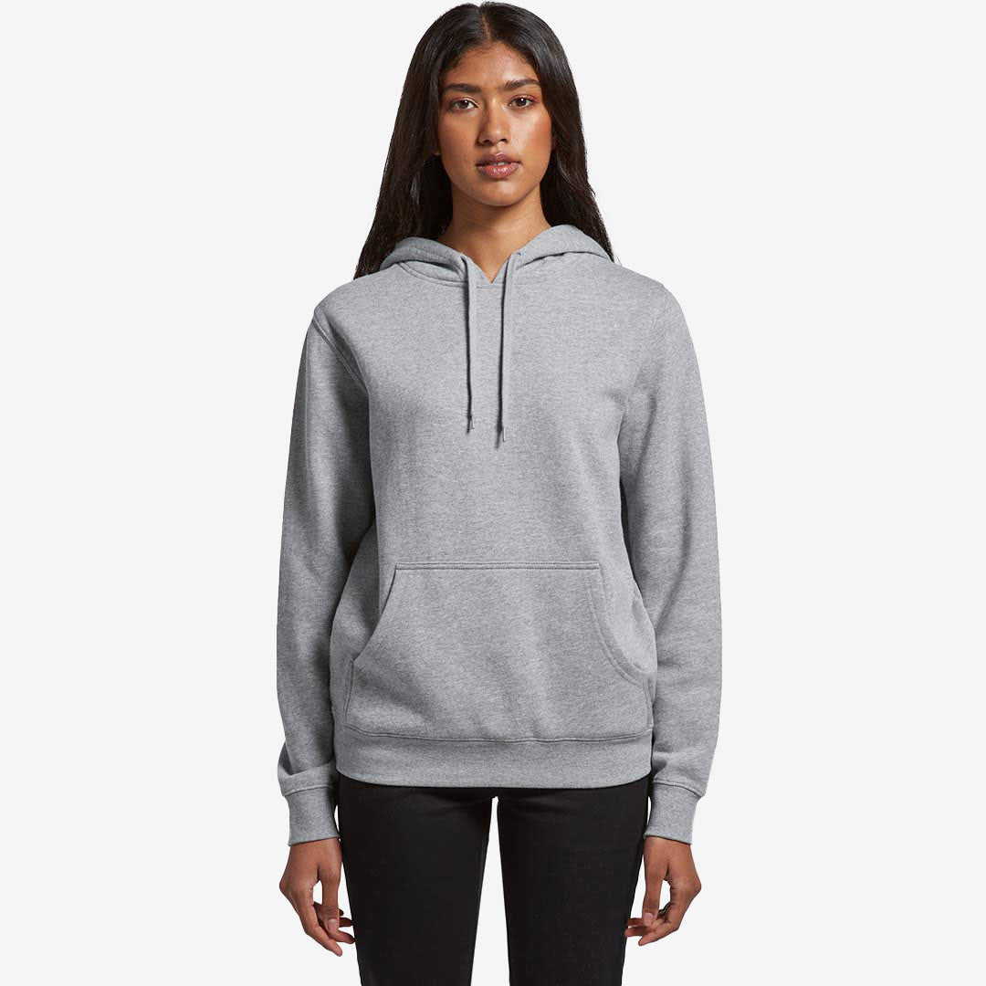 Woman wearing AS Colour Women's Stencil Hoodie in Grey Marle Front - 4102
