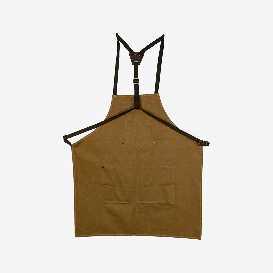 Nottage Deluxe Canvas Bib Apron in Khaki Back - 4281