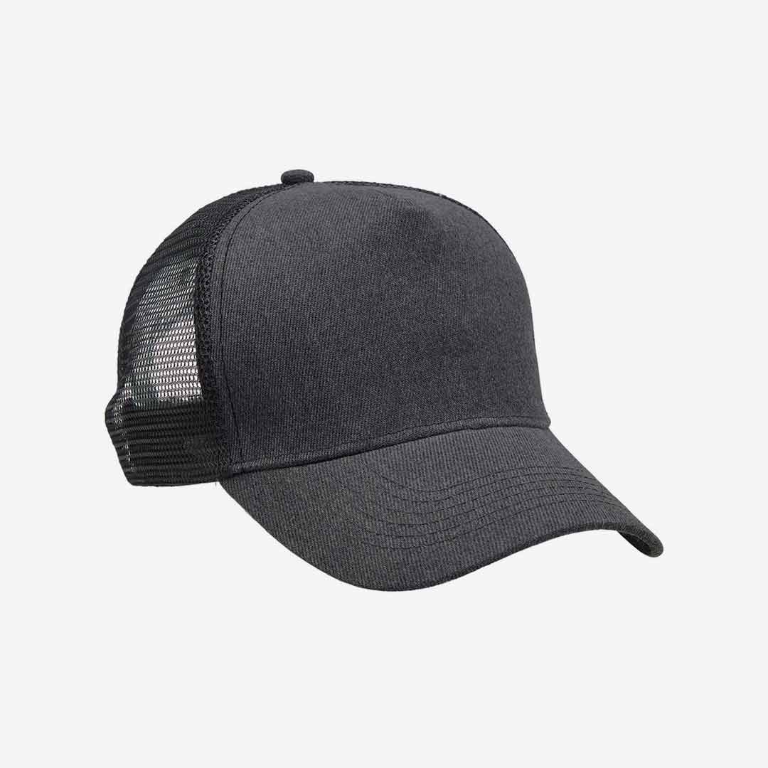 Shop Custom Legend Life Heathered Mesh Trucker Cap in Carbon Heather/Black Detail - 4395