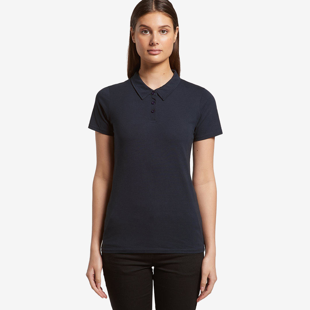 Woman wearing AS Colour Women's Amy Polo Shirt in Navy Front - 4402