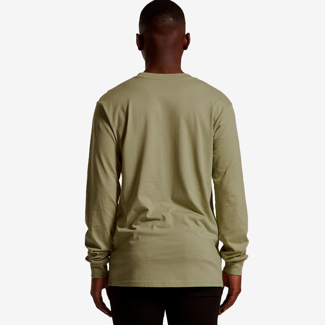 Man wearing AS Colour Men's Classic Long Sleeve Tee in Pistachio Back - 5071