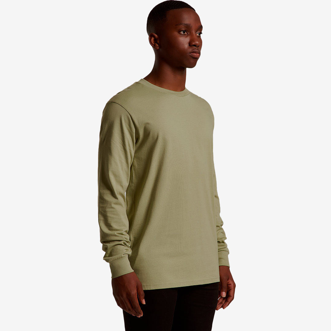 Man wearing AS Colour Men's Classic Long Sleeve Tee in Pistachio Right Side - 5071