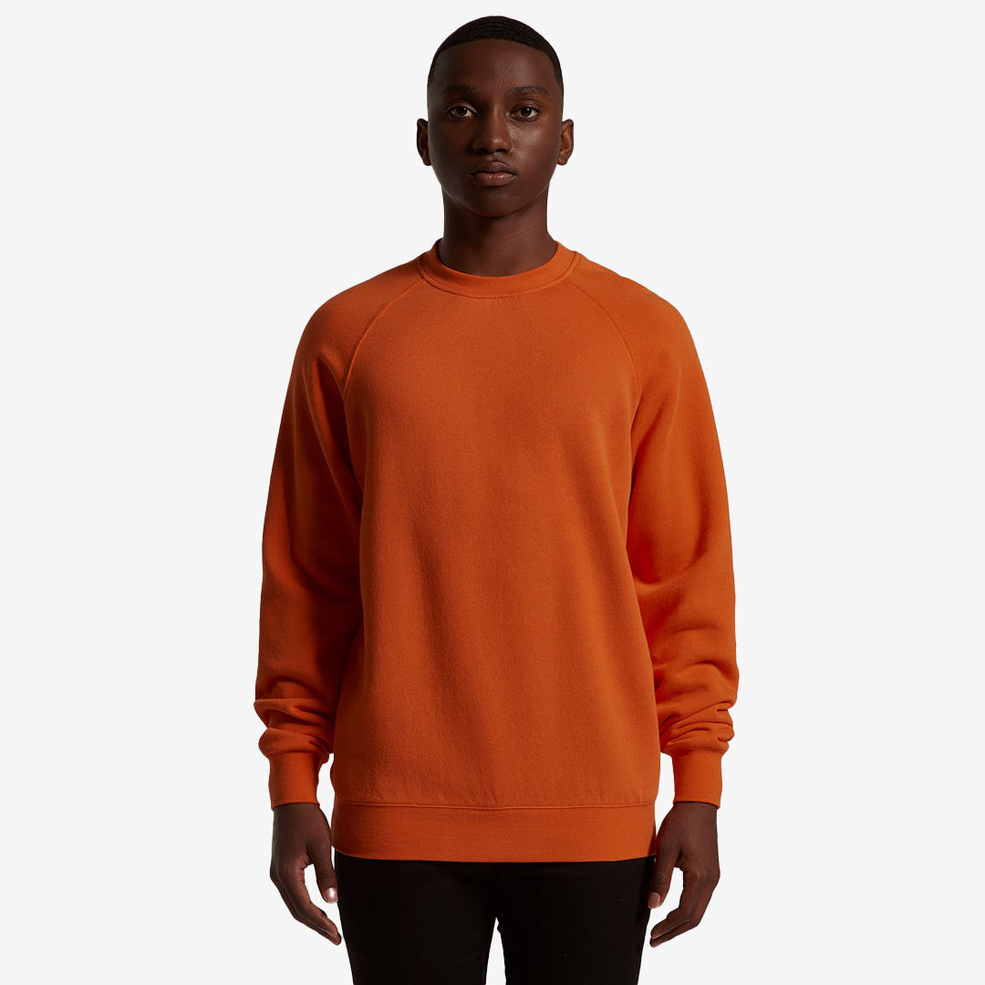 Man wearing AS Colour Men's Supply Crew Sweatshirt in Orange Front - 5100
