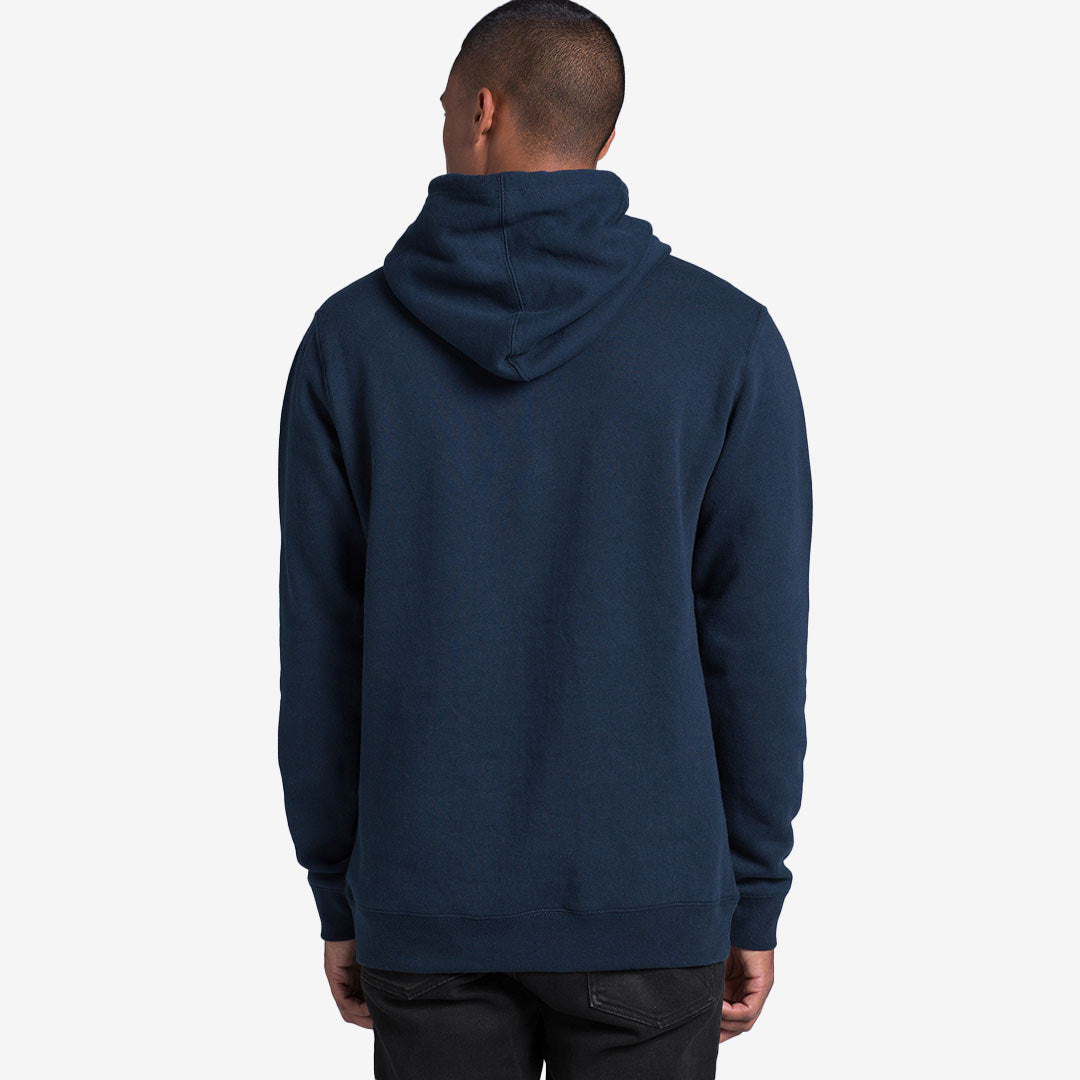 Man wearing AS Colour Men's Stencil Hoodie Cobalt Back - 5102