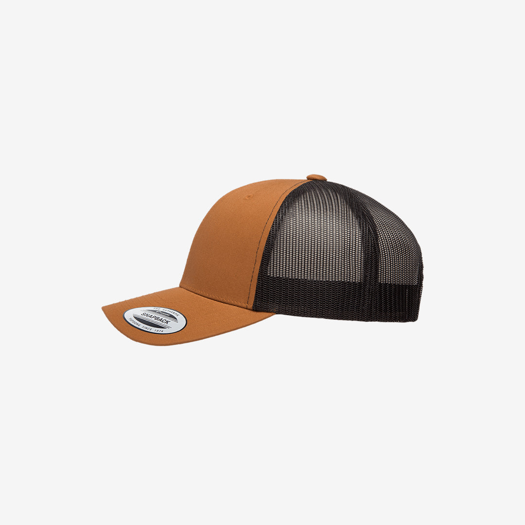 Yupoong Two-Tone Retro Wade Trucker Mesh Cap Caramel/Black Left - 6606T
