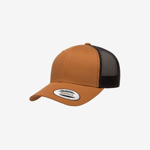 Yupoong Two-Tone Retro Wade Trucker Mesh Cap Caramel/Black Left Angle - 6606T