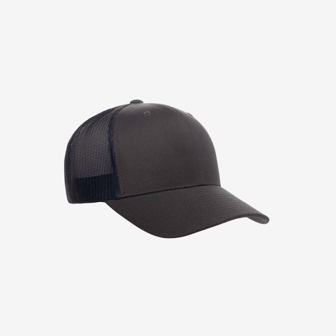 Yupoong Two-Tone Retro Wade Trucker Mesh Cap Charcoal/Navy Right Angle - 6606T