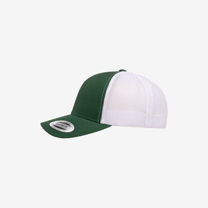 Yupoong Two-Tone Retro Wade Trucker Mesh Cap Evergreen/White Left - 6606T