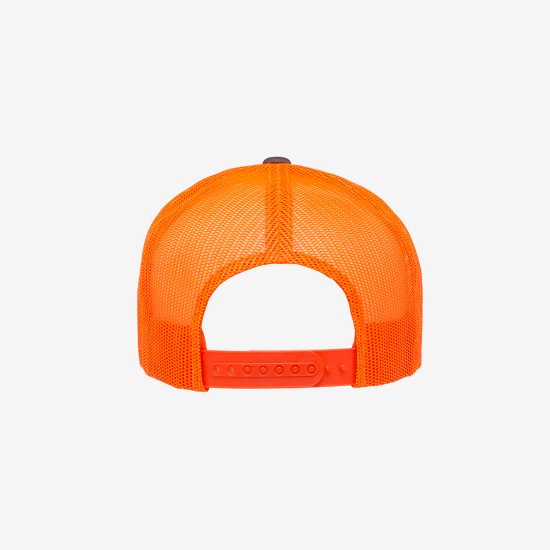 Yupoong Two-Tone Retro Wade Trucker Mesh Cap Charcoal/Neon Orange Back - 6606T