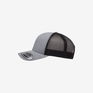 Yupoong Two-Tone Retro Wade Trucker Mesh Cap Heather Grey/Black Left - 6606T