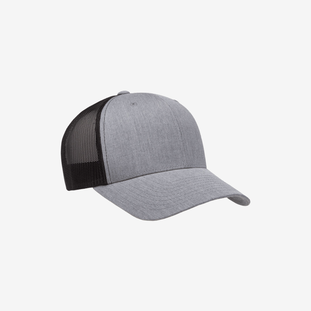 Yupoong Two-Tone Retro Wade Trucker Mesh Cap Heather Grey/Black Right Angle - 6606T