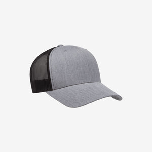 Yupoong Two-Tone Retro Wade Trucker Mesh Cap Heather Grey/Black Right Angle - 6606T