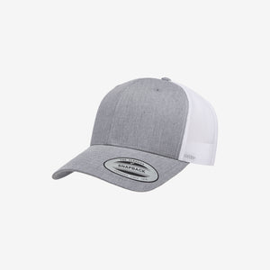 Yupoong Two-Tone Retro Wade Trucker Mesh Cap Heather Grey/White Left Angle - 6606T