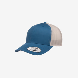 Yupoong Two-Tone Retro Wade Trucker Mesh Cap Steel Blue/Silver Left Angle - 6606T