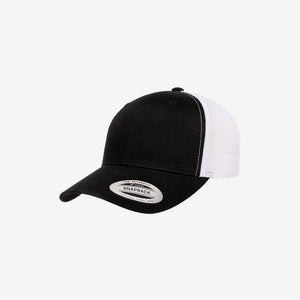 Yupoong Two-Tone Retro Wade Trucker Mesh Cap Black/White Left Angle - 6606T