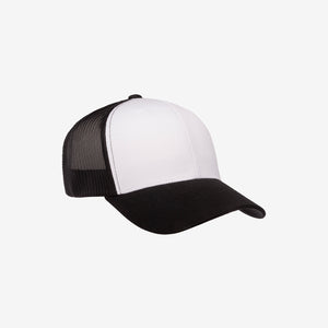 Yupoong Two-Tone Retro Wade Trucker Mesh Cap Black/White Right Angle - 6606T