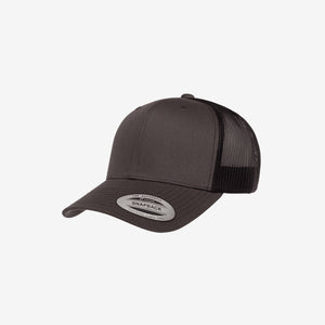 Yupoong Two-Tone Retro Wade Trucker Mesh Cap Charcoal/Black Left Angle - 6606T