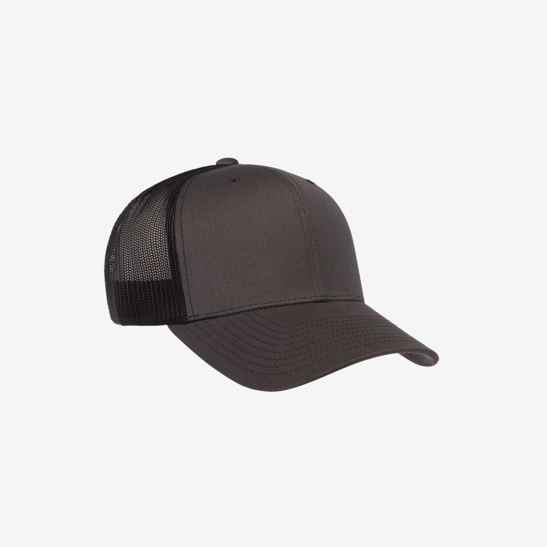 Yupoong Two-Tone Retro Wade Trucker Mesh Cap Charcoal/Black Right Angle - 6606T