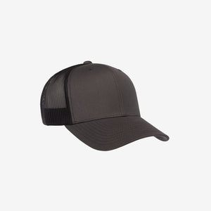 Yupoong Two-Tone Retro Wade Trucker Mesh Cap Charcoal/Black Right Angle - 6606T