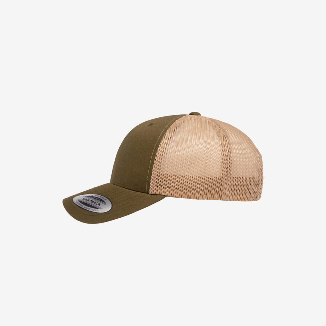 Yupoong Two-Tone Retro Wade Trucker Mesh Cap Moss Green/Khaki Left - 6606T