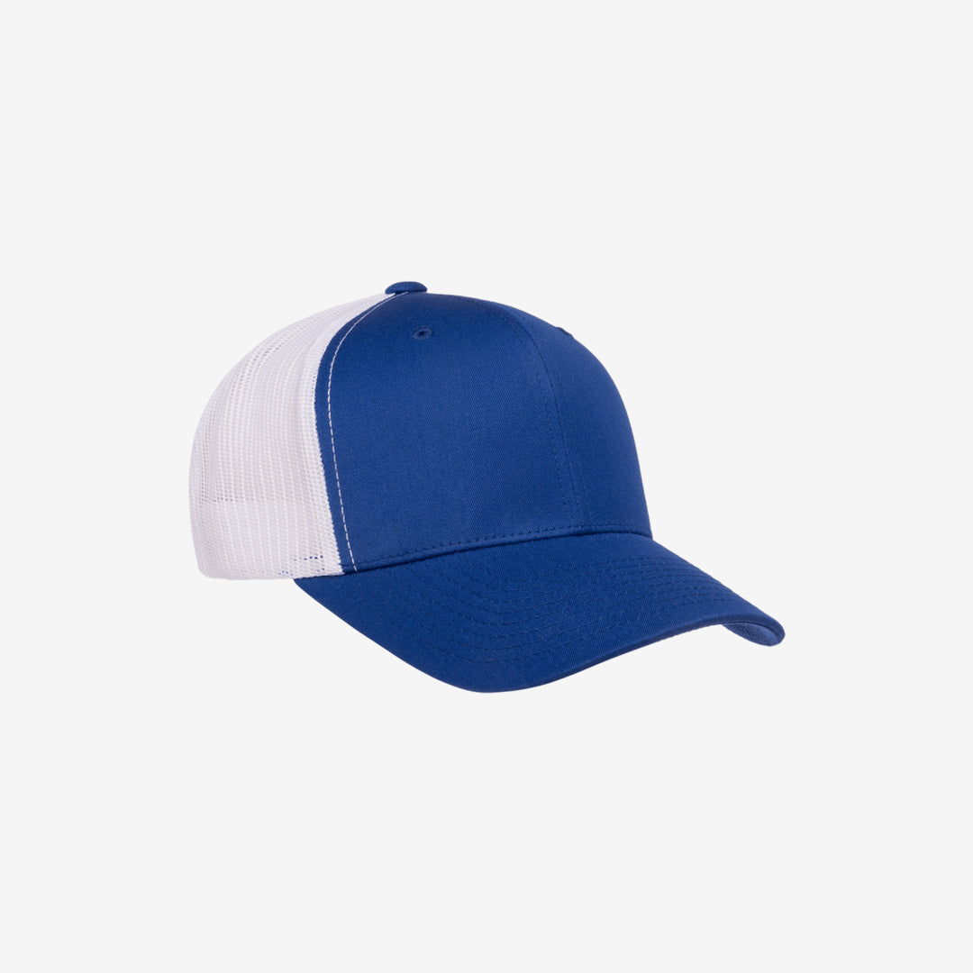 Yupoong Two-Tone Retro Wade Trucker Mesh Cap Royal/White Right Angle - 6606T