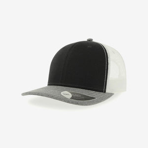 Get Fast & Easy Custom Atlantis Sonic Trucker Cap in Black/Grey Melange/White - A2400