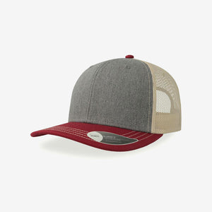 Get Fast & Easy Custom Atlantis Sonic Trucker Cap in Grey Melange/Cardinal/Beige - A2400