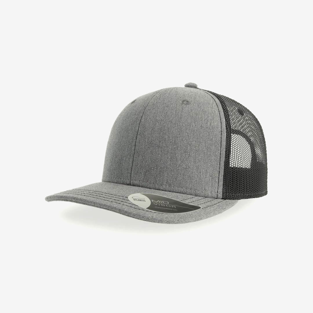 Get Fast & Easy Custom Atlantis Sonic Trucker Cap in Grey Melange/Black - A2400