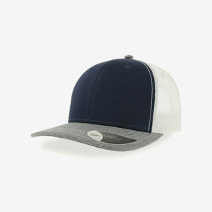 Get Fast & Easy Custom Atlantis Sonic Trucker Cap in Navy/Grey Melange/White - A2400