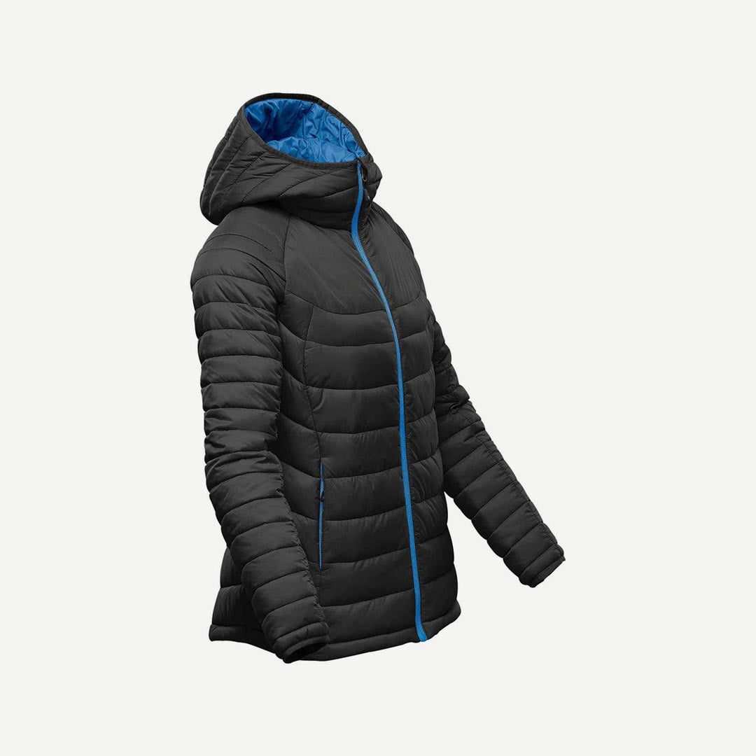 Shop Personalised Stormtech Women's Stavanger Thermal Puffer Jacket in Black/Azure Blue - AFP-2W