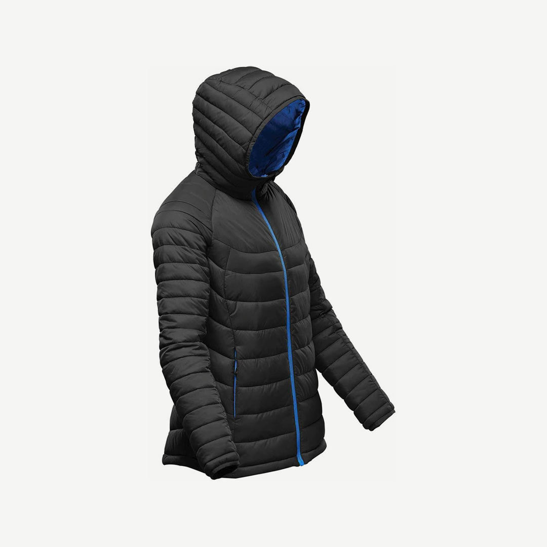 Stormtech Women's Stavanger Thermal Puffer Jacket in Black/Azure Blue Side - AFP-2W