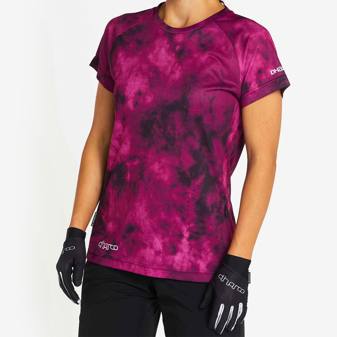 Woman wearing DHaRCO Custom Branded Women's Short Sleeve Jersey in Myriam - LSS