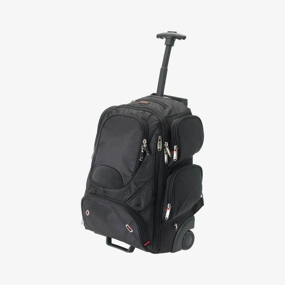 Nottage Elleven Wheeled Compu-Backpack in Black Handle Detail - EL002