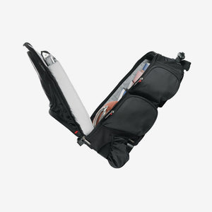 Nottage Elleven Wheeled Compu-Backpack in Black Open Detail Featuring Laptop Compartment - EL002