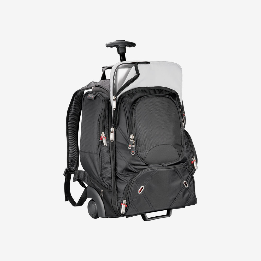 Nottage Elleven Wheeled Compu-Backpack in Black - EL002