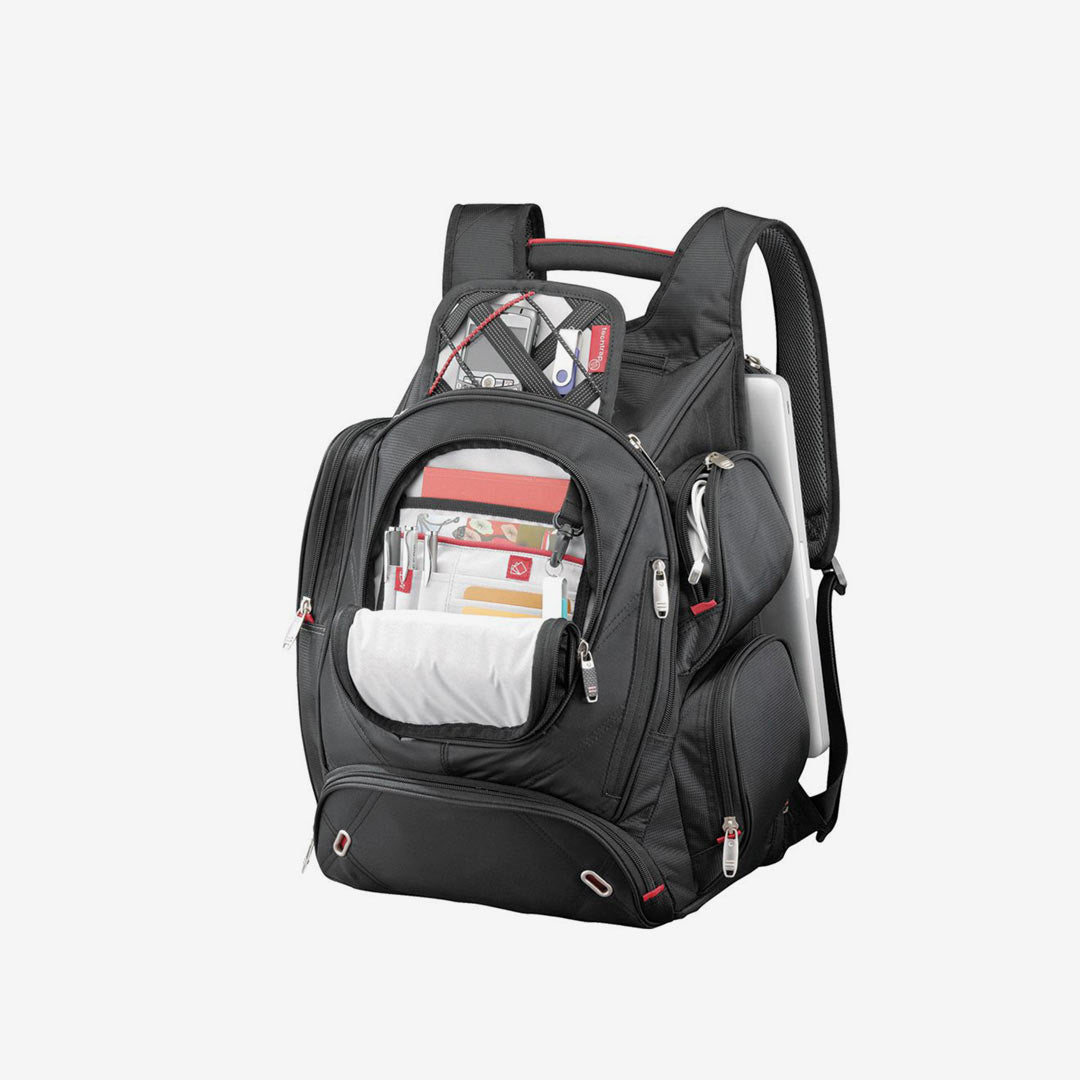 Nottage Elleven Checkpoint-Friendly Compu-Backpack Black Open Detail - EL003 